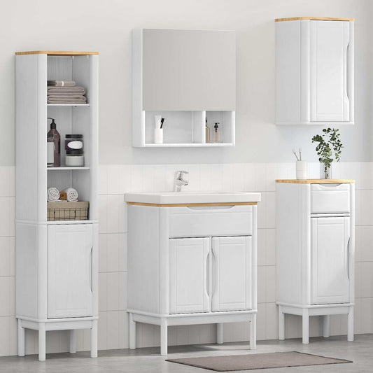 vidaXL Σετ Επίπλων Μπάνιου με συρτάρι 4 pcs Λευκό Στερεό ξύλο πεύκου
