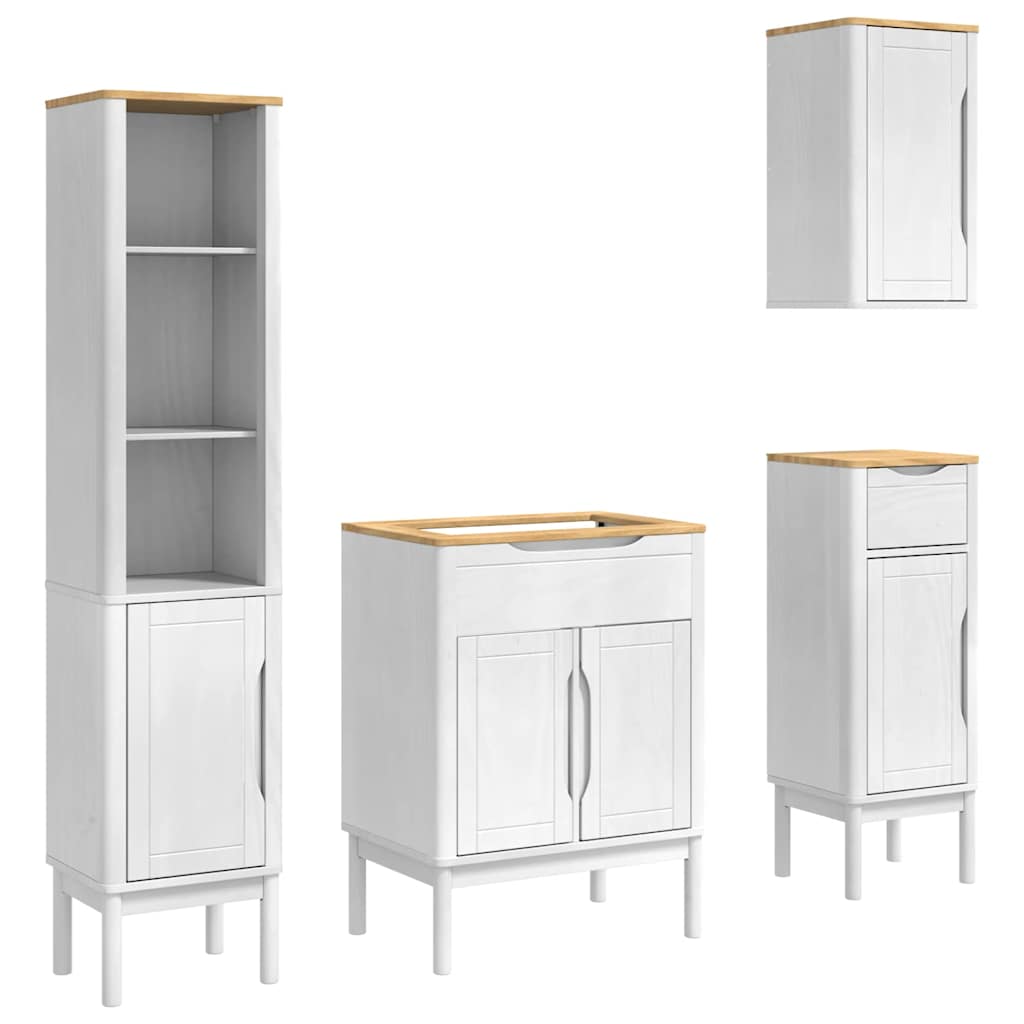 vidaXL Σετ Επίπλων Μπάνιου με συρτάρι 4 pcs Λευκό Στερεό ξύλο πεύκου