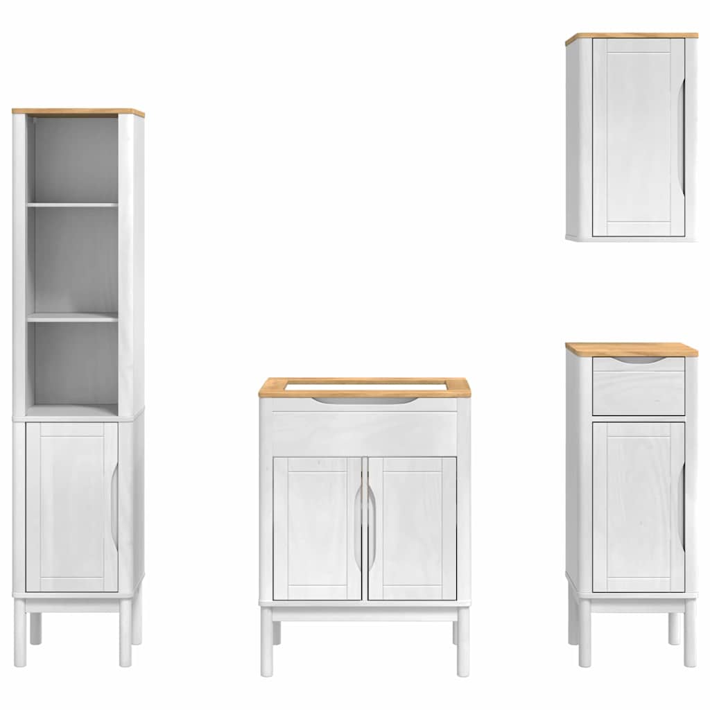 vidaXL Σετ Επίπλων Μπάνιου με συρτάρι 4 pcs Λευκό Στερεό ξύλο πεύκου