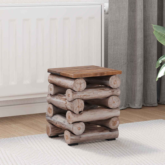 vidaXL Σκαμνί Φυσικό 30 x 30 x 38 cm Στερεό Ξύλο Τίκ