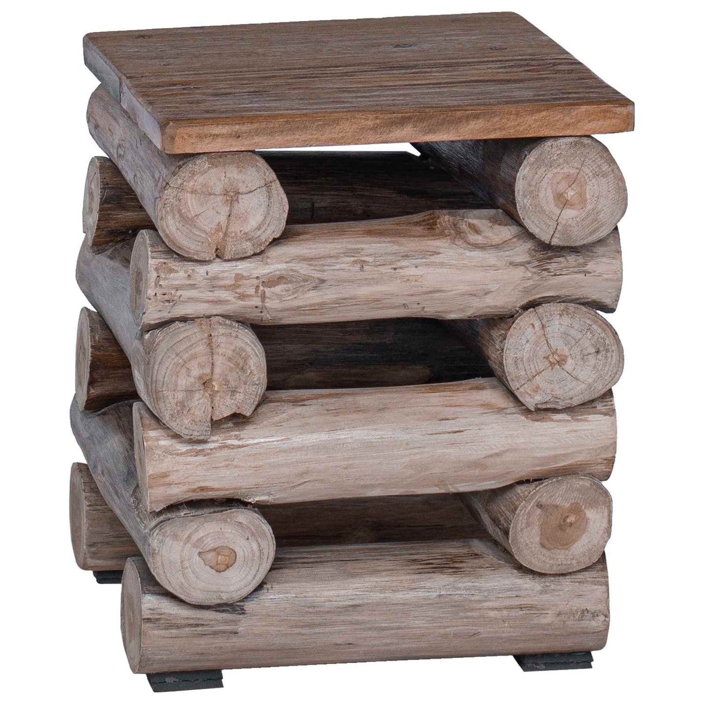 vidaXL Σκαμνί Φυσικό 30 x 30 x 38 cm Στερεό Ξύλο Τίκ
