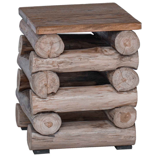 vidaXL Σκαμνί Φυσικό 30 x 30 x 38 cm Στερεό Ξύλο Τίκ