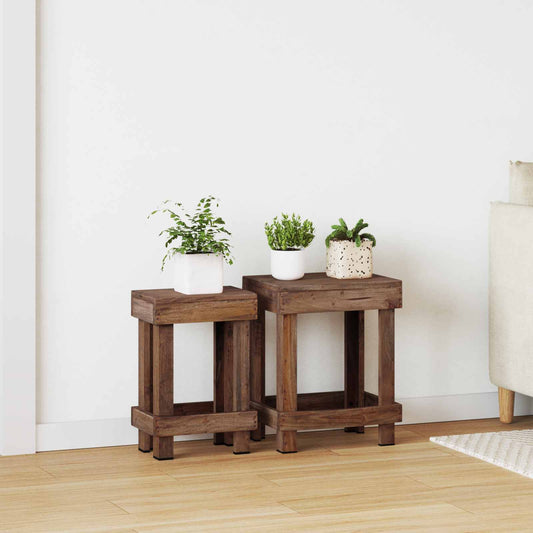 vidaXL Βάση φυτών 2 pcs Καφέ 70 x 11 x 27 εκ. Ξύλο Μαόνι