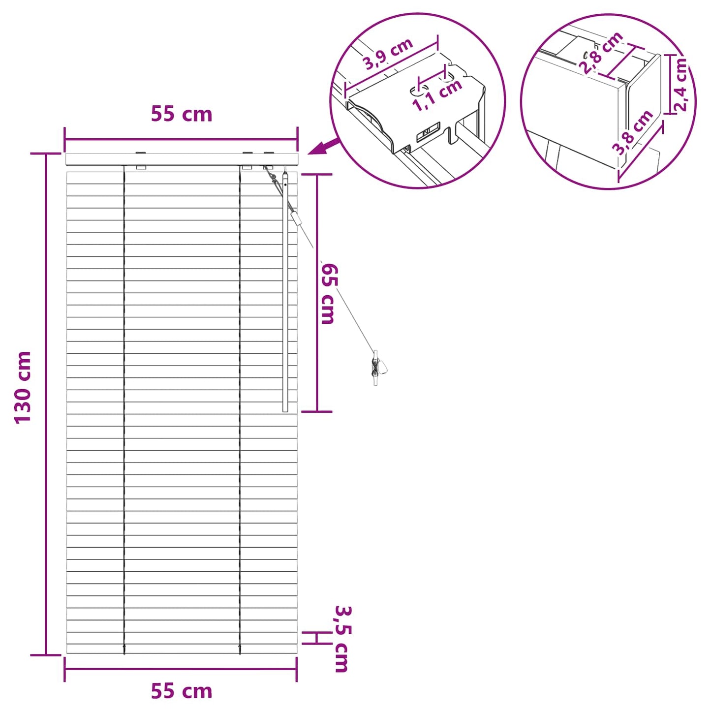 vidaXL Βενετσιάνικη Σκίαση Όψη Δρύς 55 x 130 εκ 35 mm