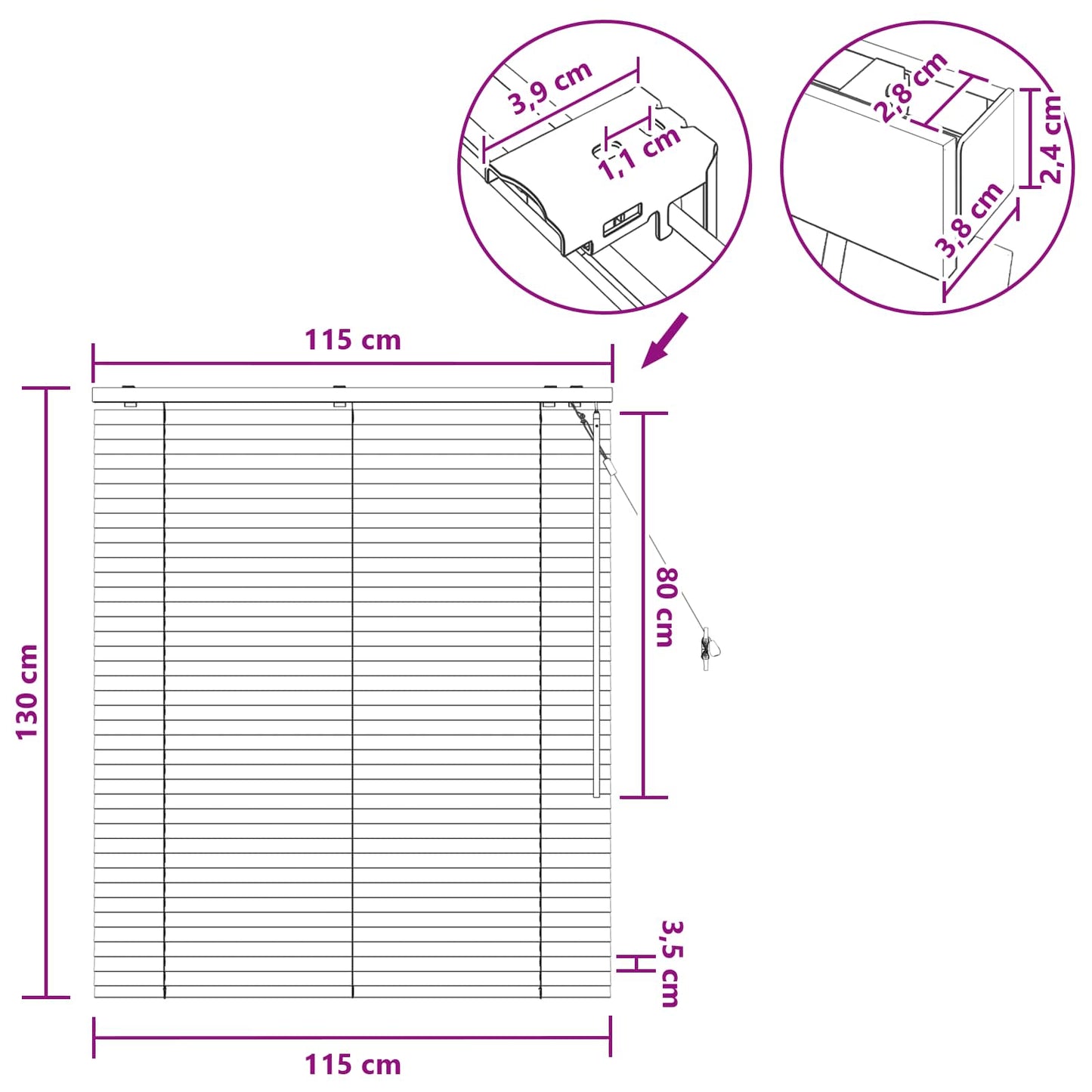 vidaXL Βενετσιάνικη Σκίαση Όψη Δρύς 115 x 130 εκ 35 mm