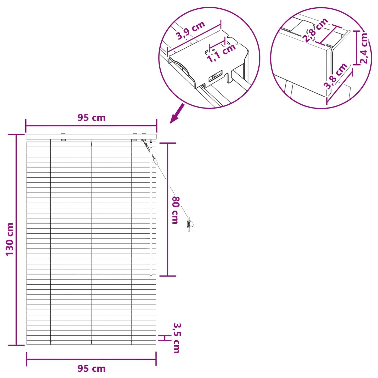 vidaXL Βενετσιάνικη Σκίαση Σκούρο Καφέ 95 x 130 εκ 35 mm