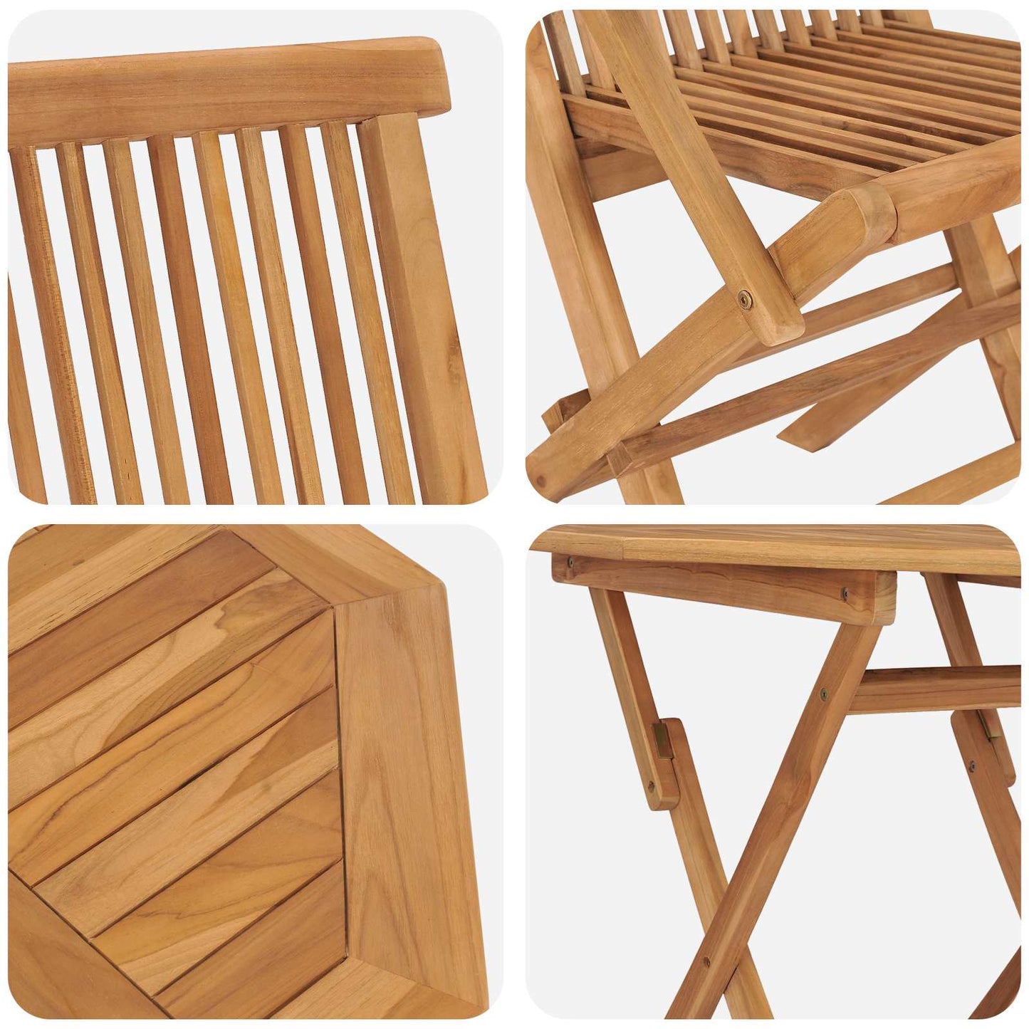 vidaXL Σέτ φαγητού για κήπο 3 pcs Καφέ Μασίφ ξύλο teak