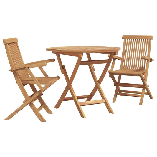 vidaXL Σέτ φαγητού για κήπο 3 pcs Καφέ Μασίφ ξύλο teak