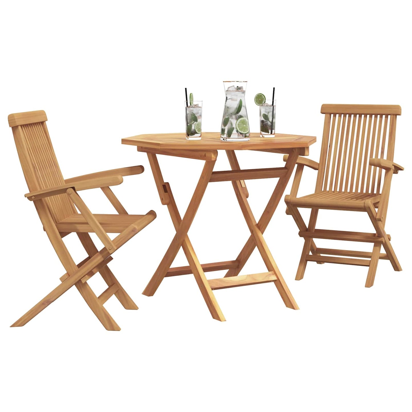 vidaXL Σέτ φαγητού για κήπο 3 pcs Καφέ Μασίφ ξύλο teak