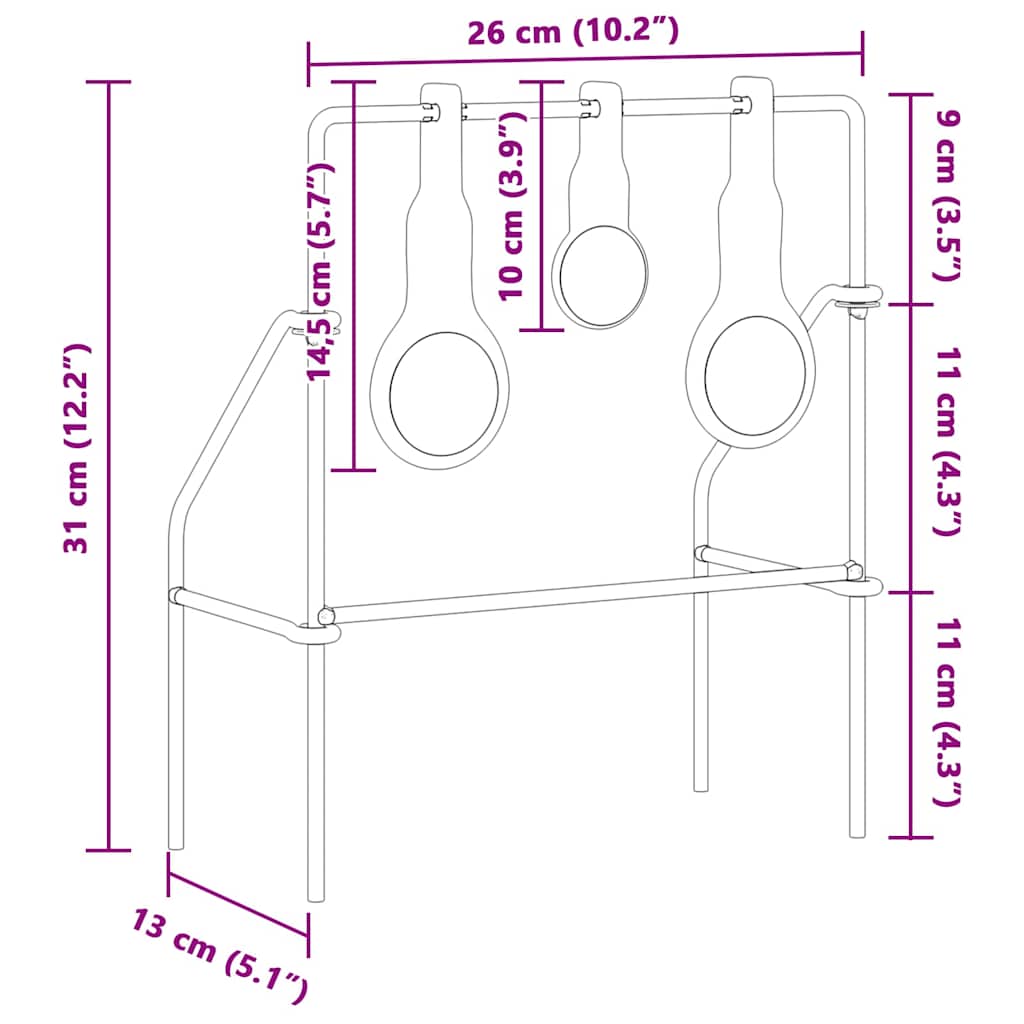 vidaXL Στόχος επαναφοράς Μαύρο 26 x 13 x 31 εκ. Ατσάλι