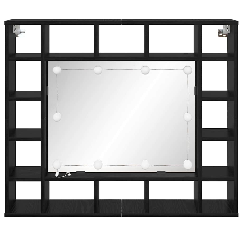 vidaXL Ντουλάπα Καθρέφτη με ράφι Μαύρη Οξυά 91 x 15 x 76,5 εκ.