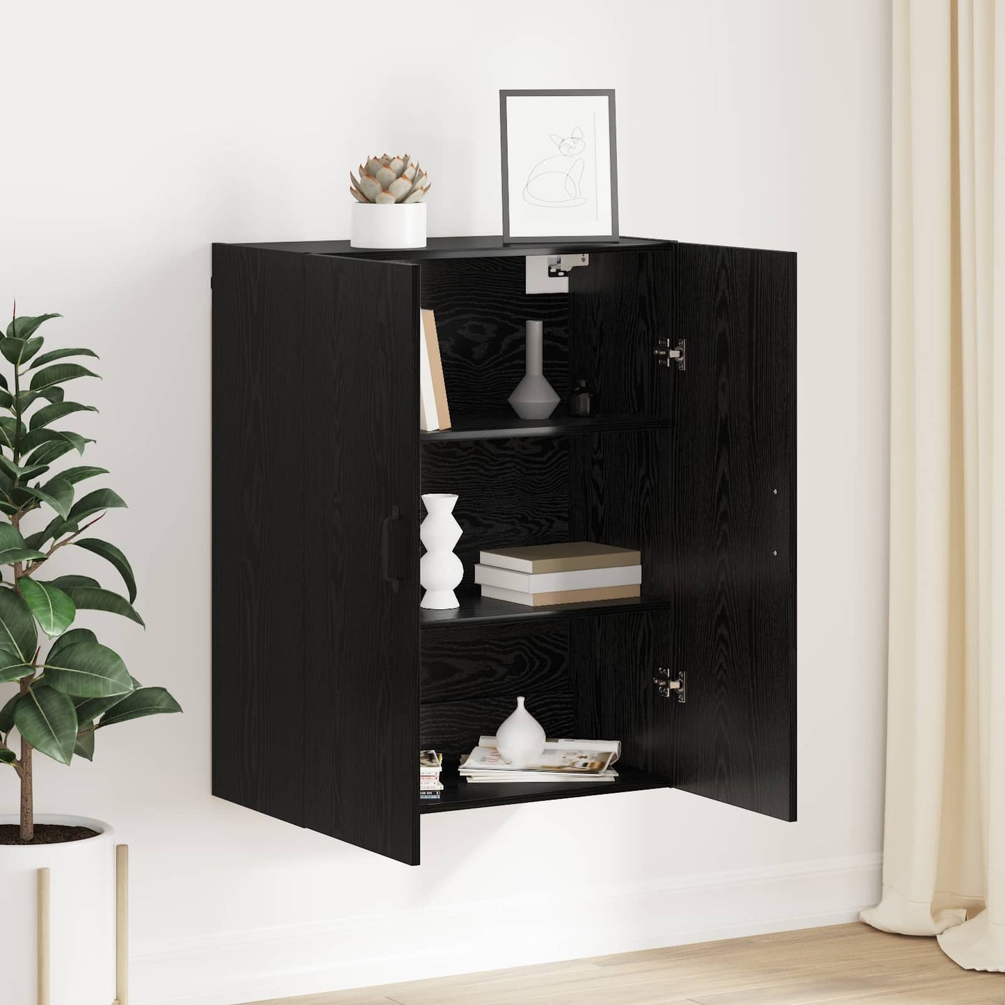 vidaXL Ντουλάπα Τοίχου Επιτοίχιο Μαύρη Οξυά 69,5 x 34 x 90 εκ.