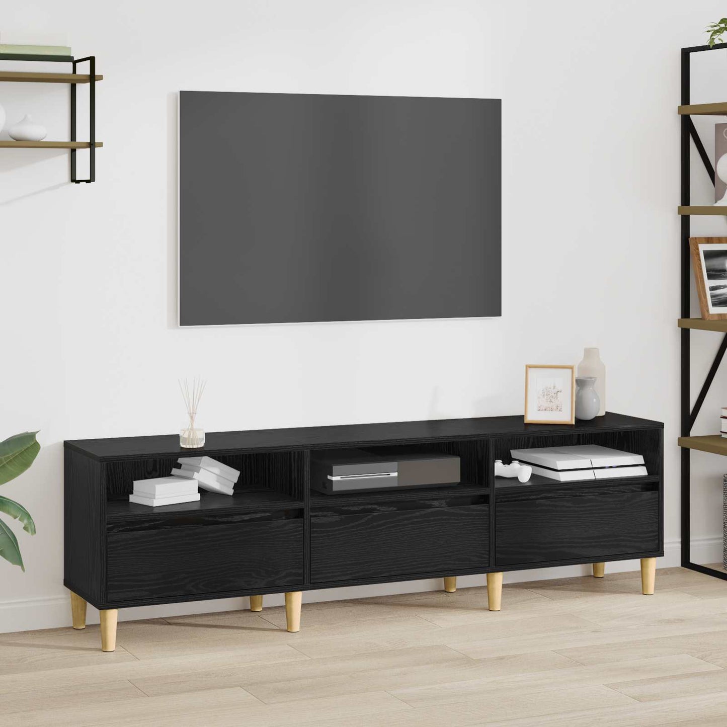 vidaXL Ντουλάπι TV 150 x 30 x 45 εκ Μαύρη Οξυά Επεξεργασμένο Ξύλο