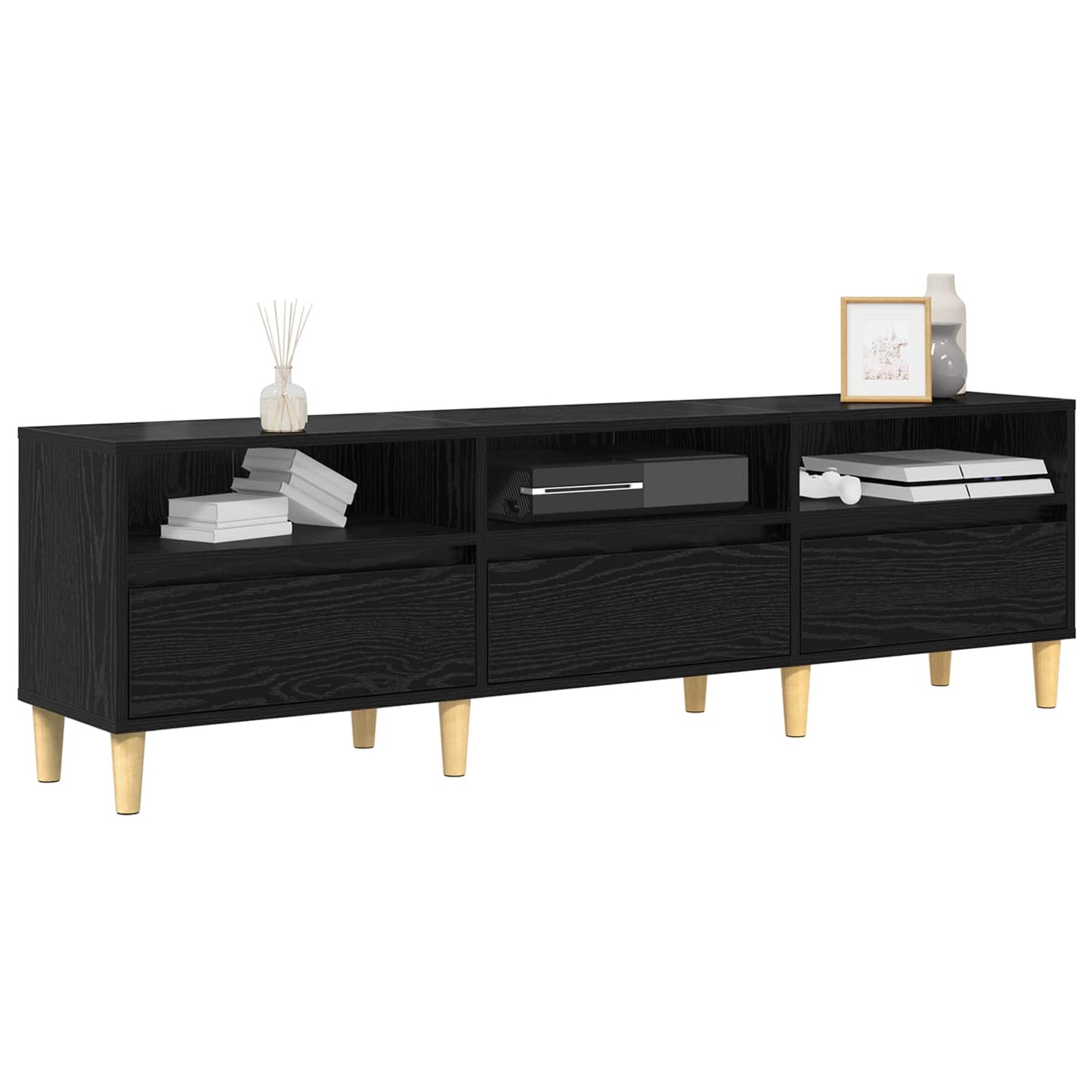 vidaXL Ντουλάπι TV 150 x 30 x 45 εκ Μαύρη Οξυά Επεξεργασμένο Ξύλο