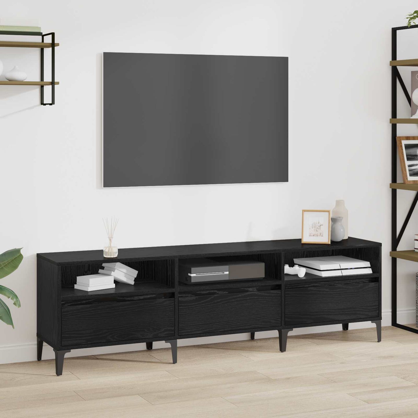 vidaXL Ντουλάπι TV με συρτάρι Μαύρη Οξυά 150 x 30 x 45 εκ