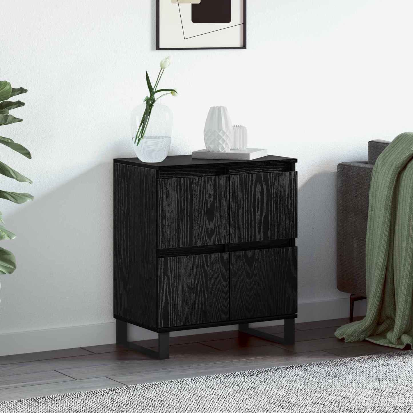vidaXL Πλαϊνό γραφείο Μαύρη Οξυά 60 x 35 x 70 cm
