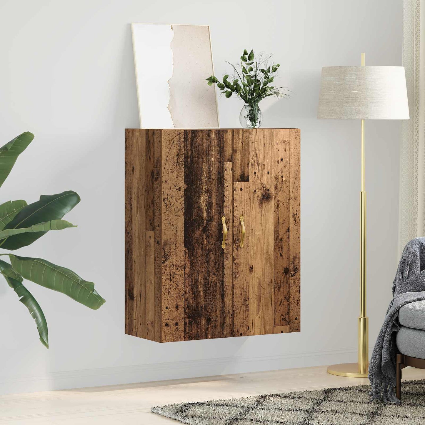 vidaXL Ντουλάπα Τοίχου Επιτοίχιο Παλιό ξύλο 69,5 x 34 x 90 εκ.