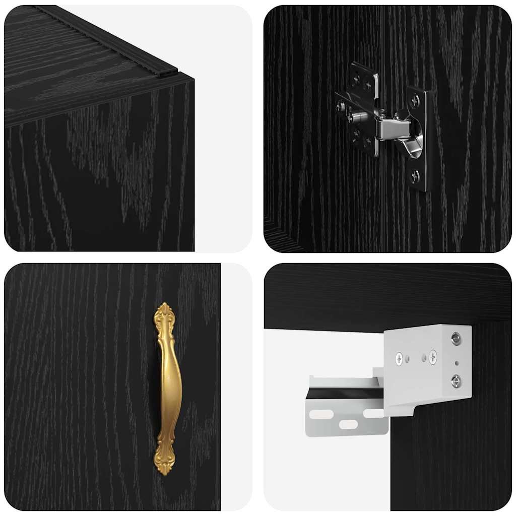 vidaXL Ντουλάπα Τοίχου Επιτοίχιο Μαύρη Οξυά 69,5 x 34 x 90 εκ.