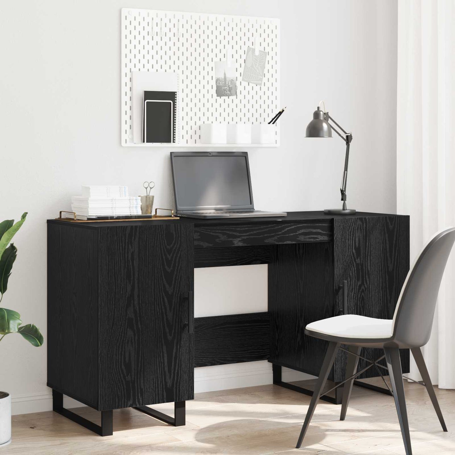 vidaXL Γραφείο Μαύρη δρυς Επεξεργασμένο ξύλο 140 x 50 x 75 εκ.