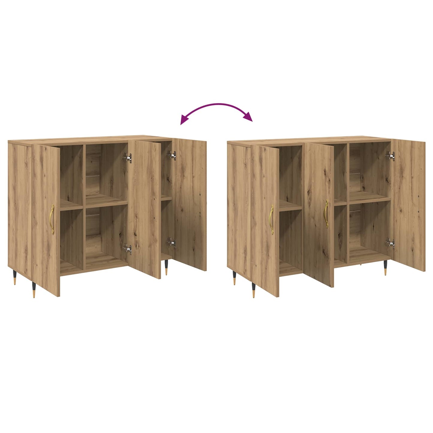 vidaXL Πλαϊνό γραφείο Artisan Oak 90 x 34 x 80 εκ. Επεξεργασμένο ξύλο