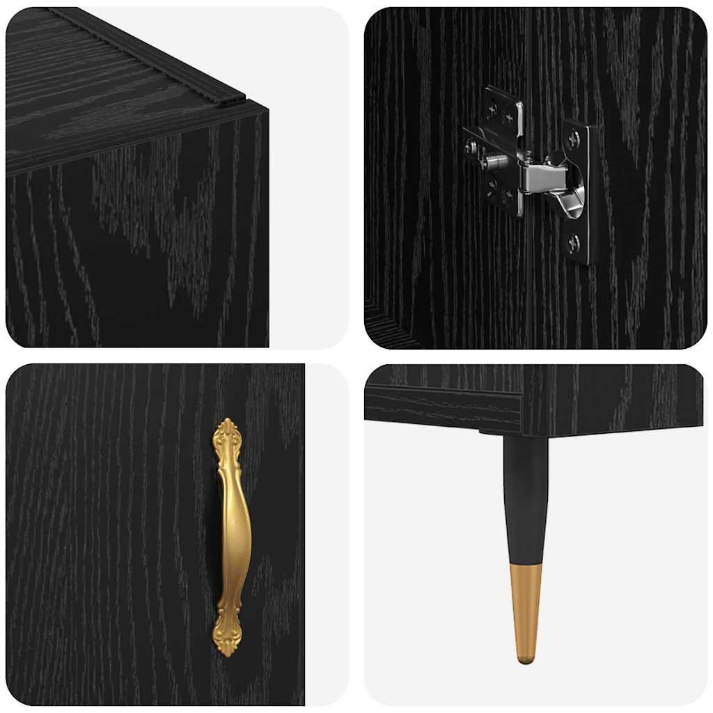 vidaXL Πλαϊνό γραφείο Μαύρη Οξυά 90 x 34 x 80 εκ. Επεξεργασμένο ξύλο