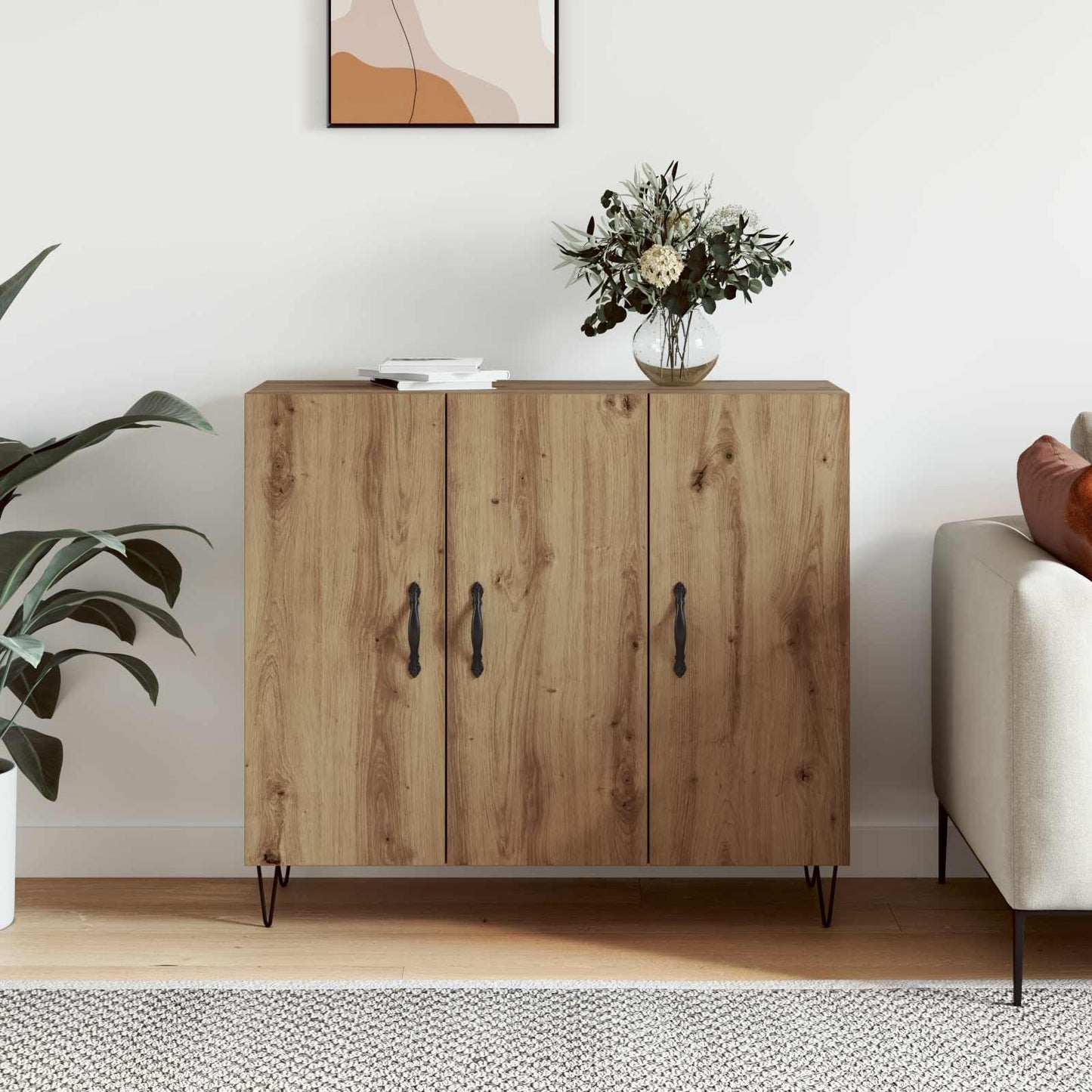 vidaXL Πλαϊνό γραφείο Artisan Oak 90 x 32,5 x 80 εκ Επεξεργασμένο ξύλο