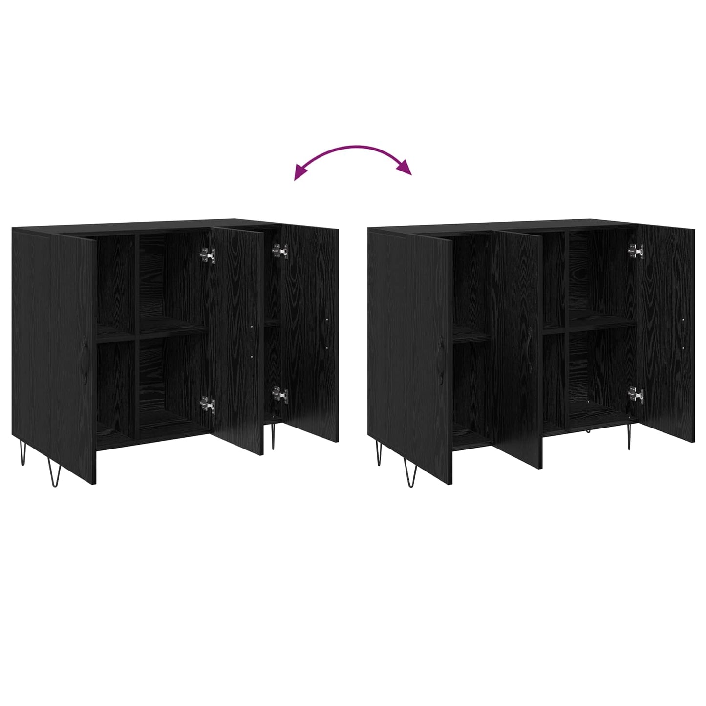 vidaXL Πλαϊνό γραφείο Μαύρη Οξυά 90 x 32,5 x 80 εκ Επεξεργασμένο ξύλο