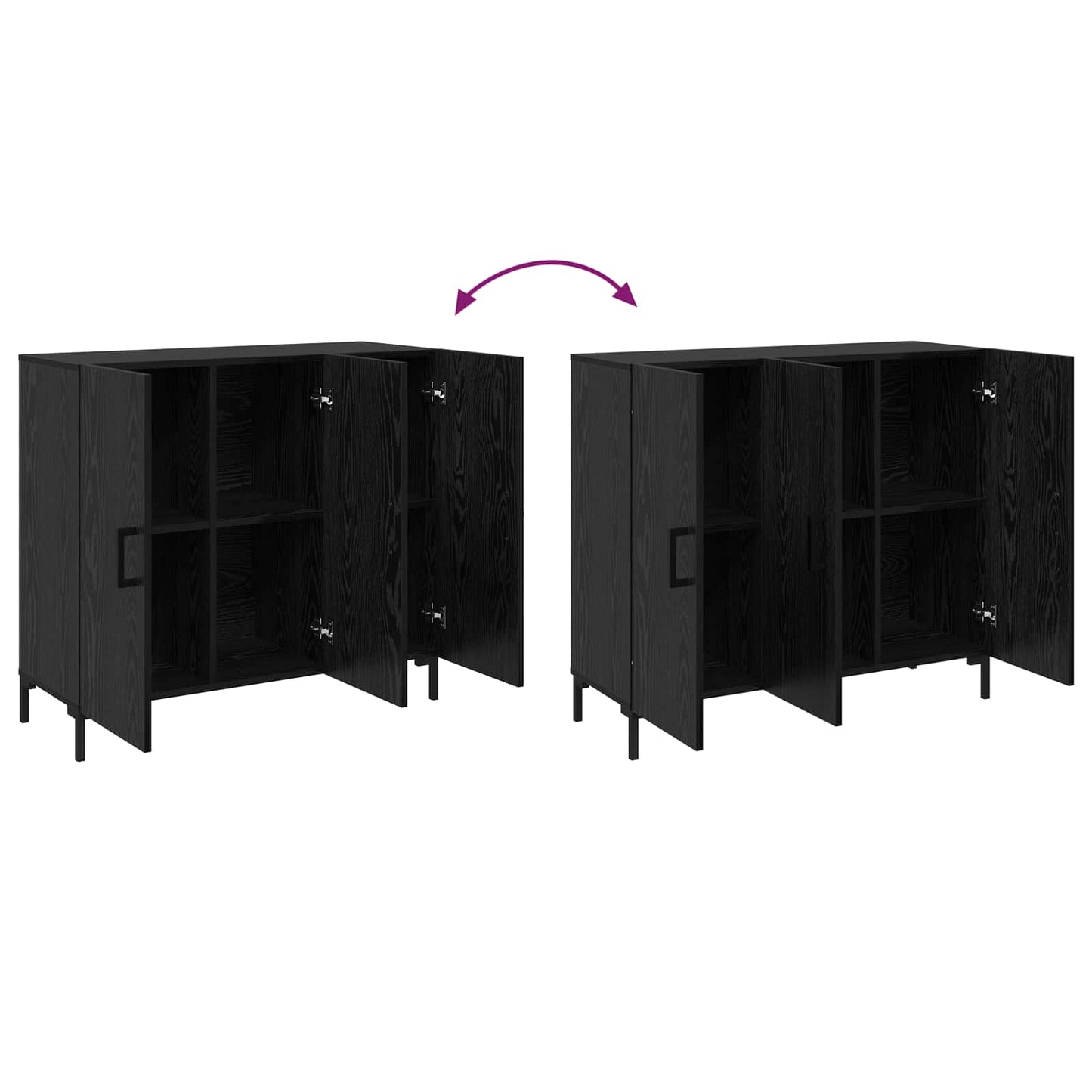 vidaXL Πλαϊνό γραφείο Μαύρη Οξυά 90 x 34 x 80 εκ. Επεξεργασμένο ξύλο