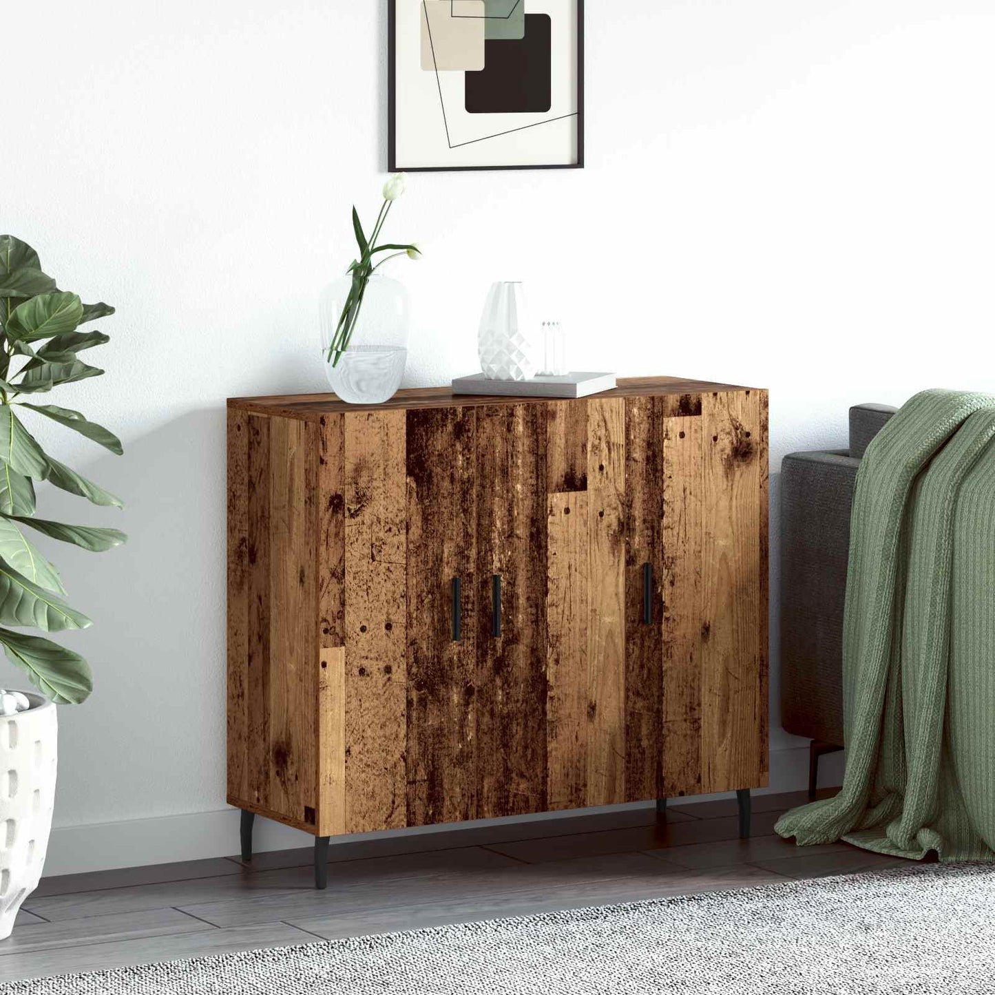 vidaXL Πλαϊνό γραφείο Παλιό ξύλο 90 x 34 x 80 εκ. Επεξεργασμένο ξύλο