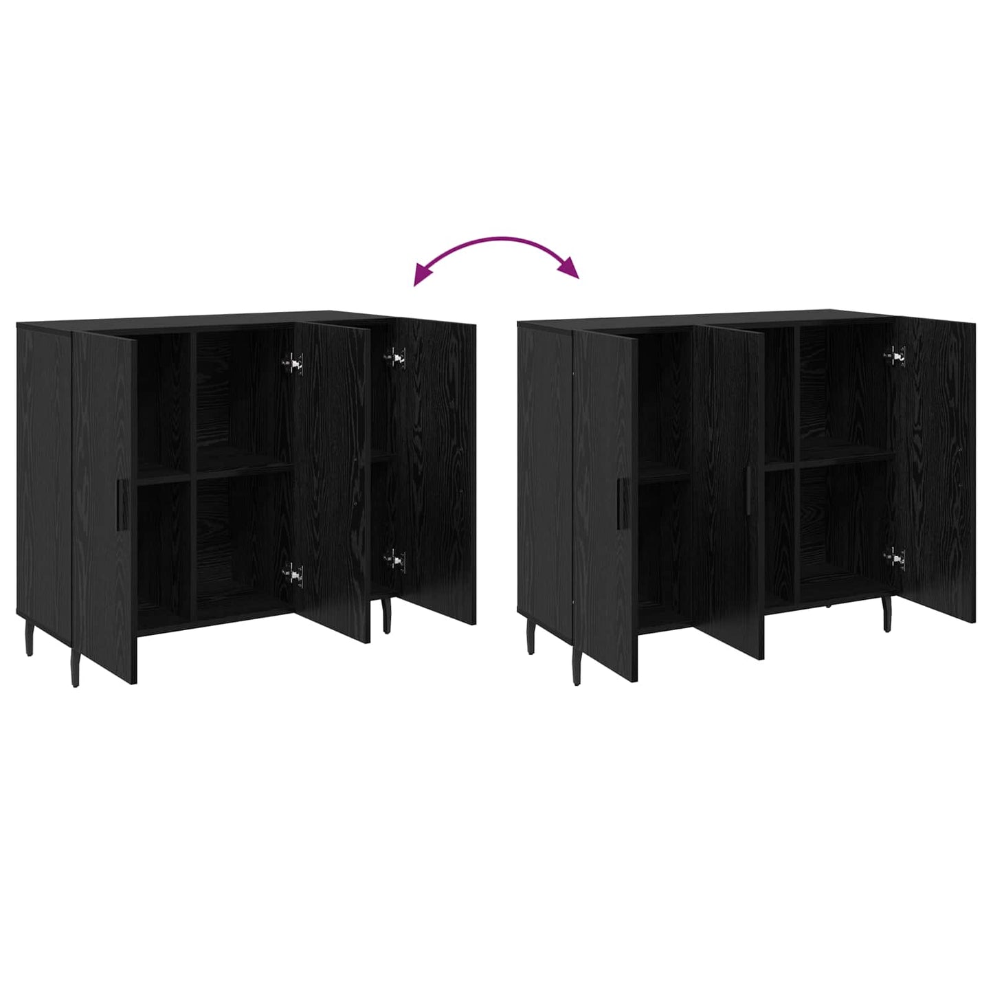 vidaXL Πλαϊνό γραφείο Μαύρη Οξυά 90 x 34 x 80 εκ. Επεξεργασμένο ξύλο