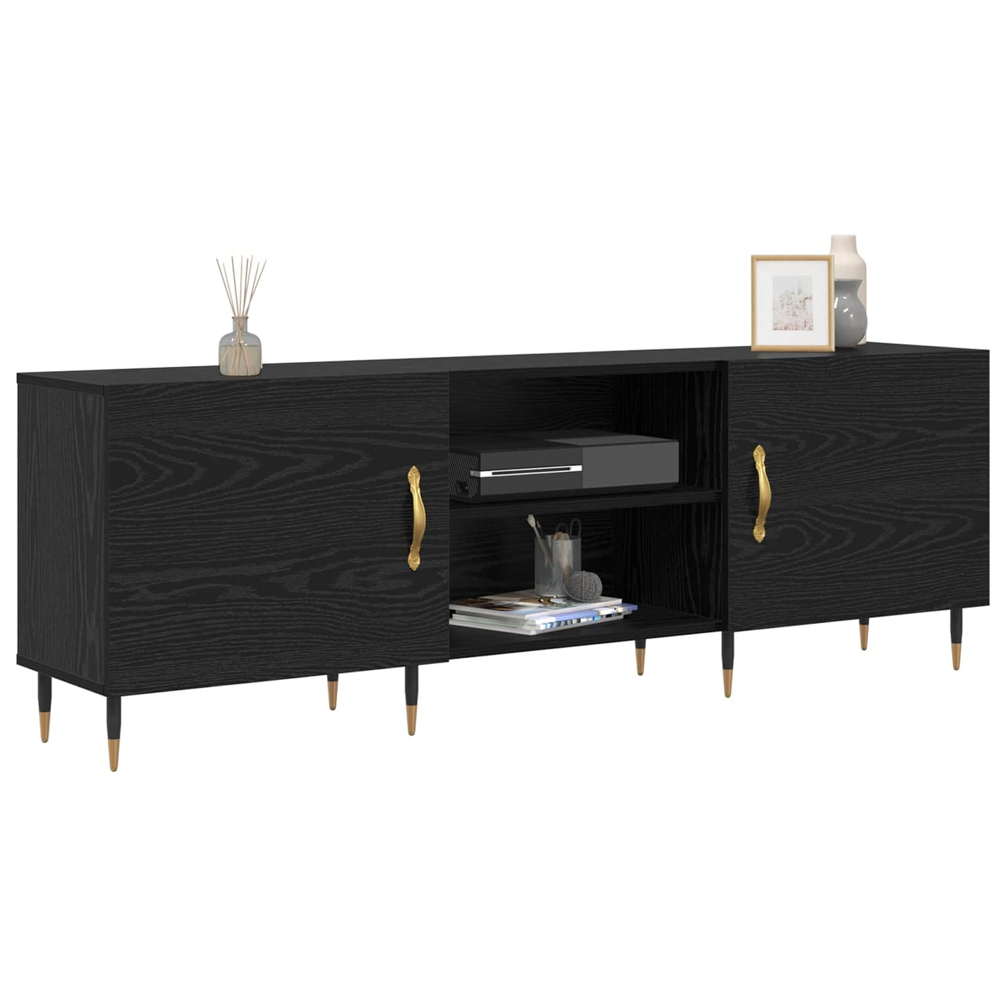 vidaXL Ντουλάπι TV 150 x 30 x 50 cm Μαύρη δρυς Επεξεργασμένο ξύλο