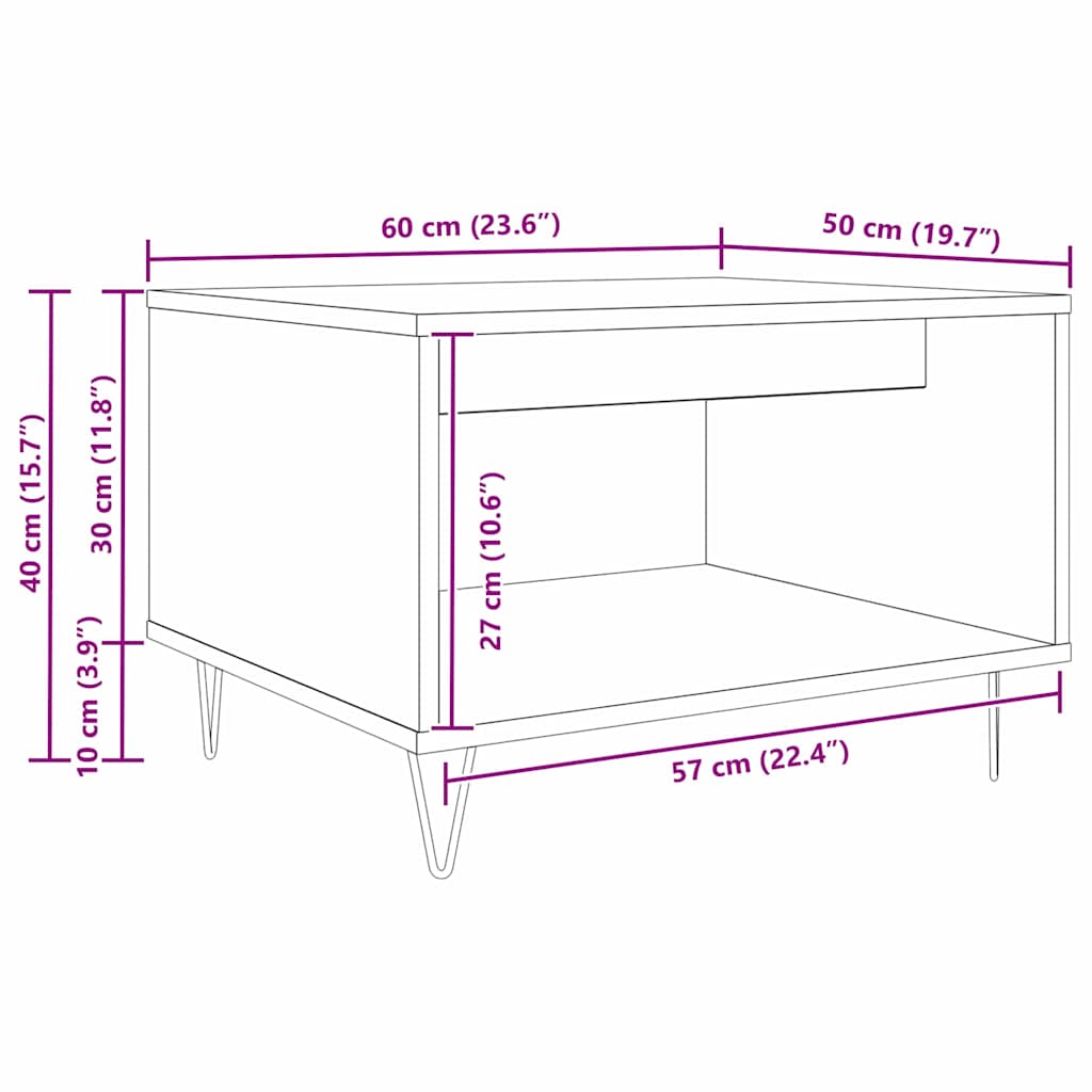 vidaXL Τραπεζάκι σαλονιού Μαύρη δρυς 60 x 50 x 40 εκ
