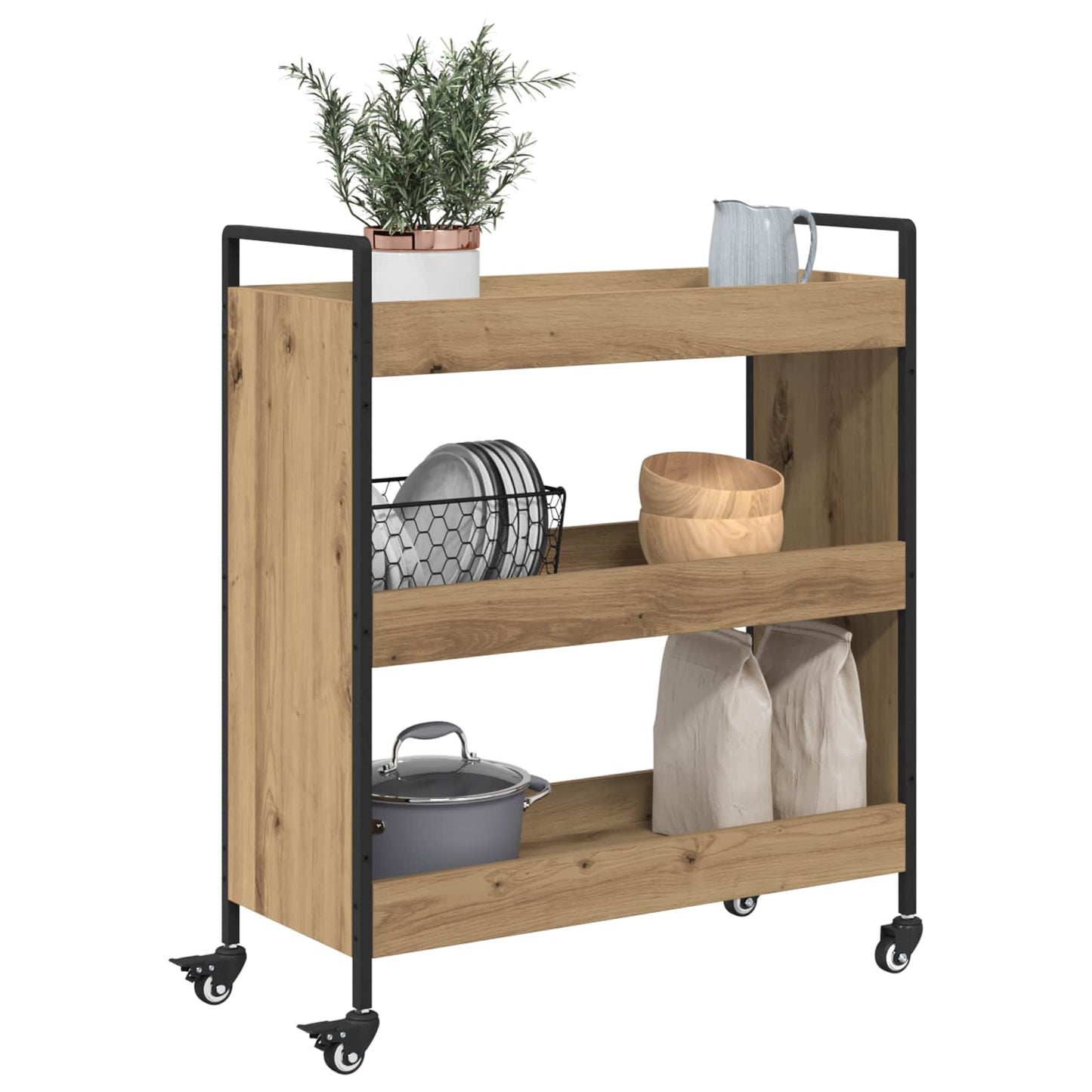 vidaXL Καρότσι Κουζίνας Artisan Oak 70 x 30 x 82 εκ Επεξεργασμένο Ξύλο