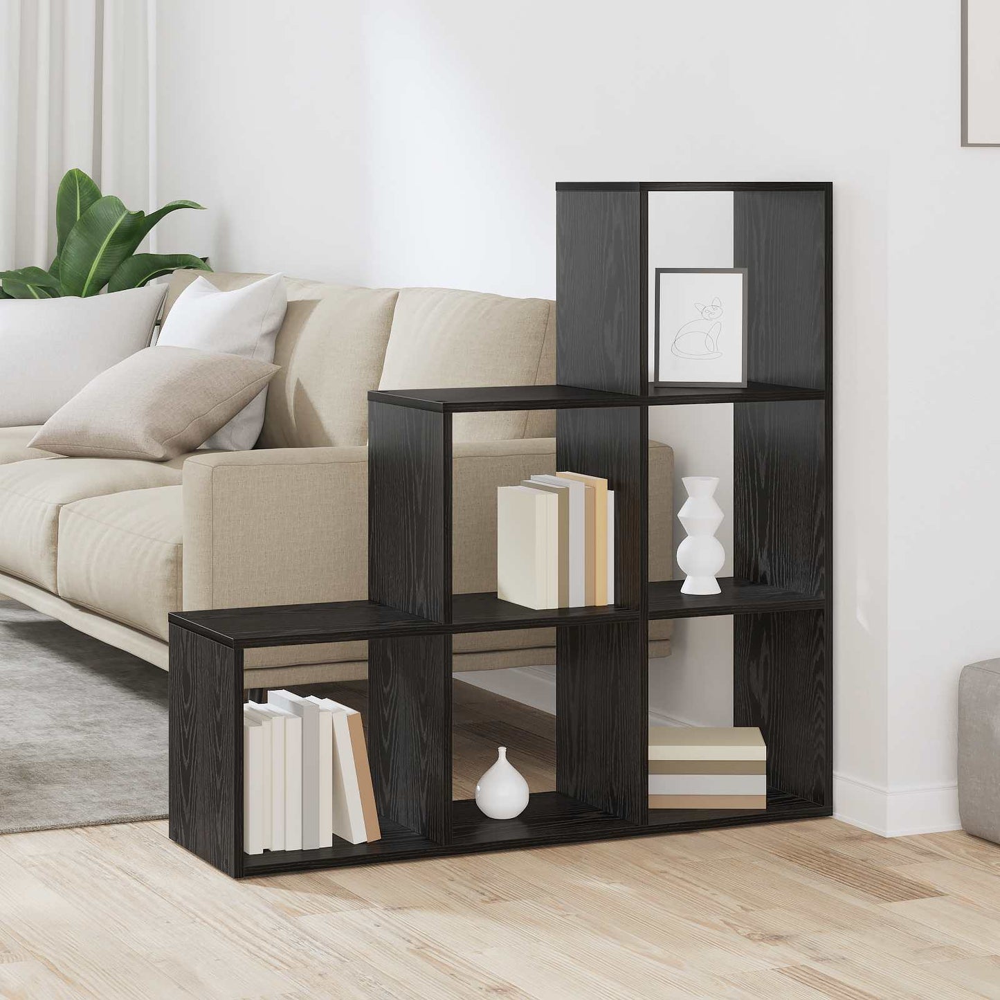 vidaXL Διαχωριστικό Ράφι Δωματίου Μαύρη Οξυά 99 x 29 x 99 εκ