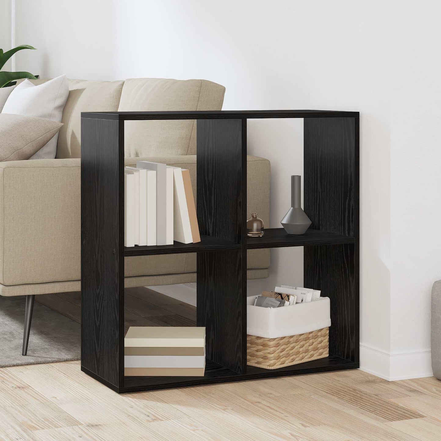 vidaXL Βιβλιοθήκη Μαύρη Οξυά 69,5 x 29 x 69,5 εκ Επεξεργασμένο ξύλο