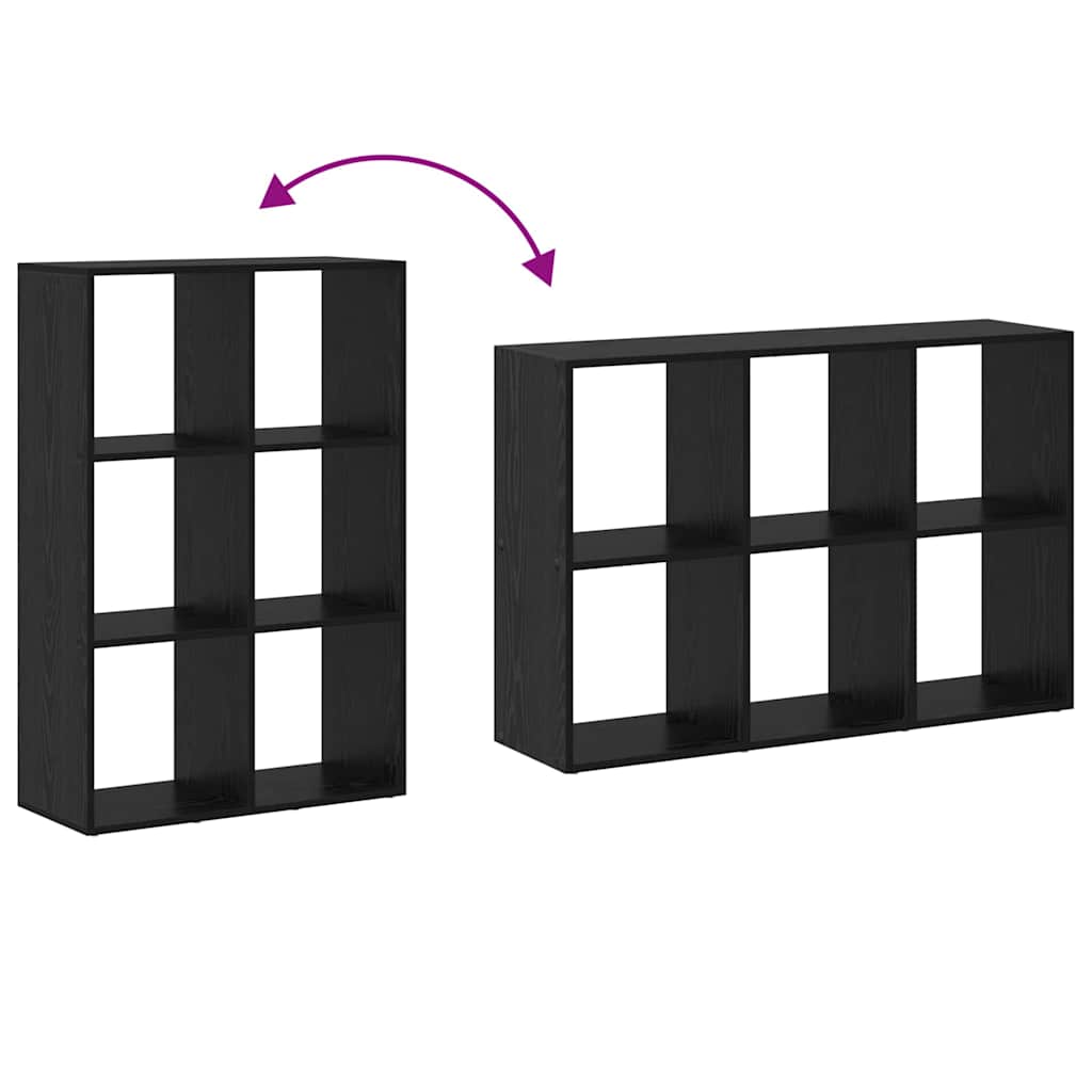 vidaXL Βιβλιοθήκη Μαύρη Οξυά 69,5 x 29 x 103,5 εκ Επεξεργασμένο ξύλο