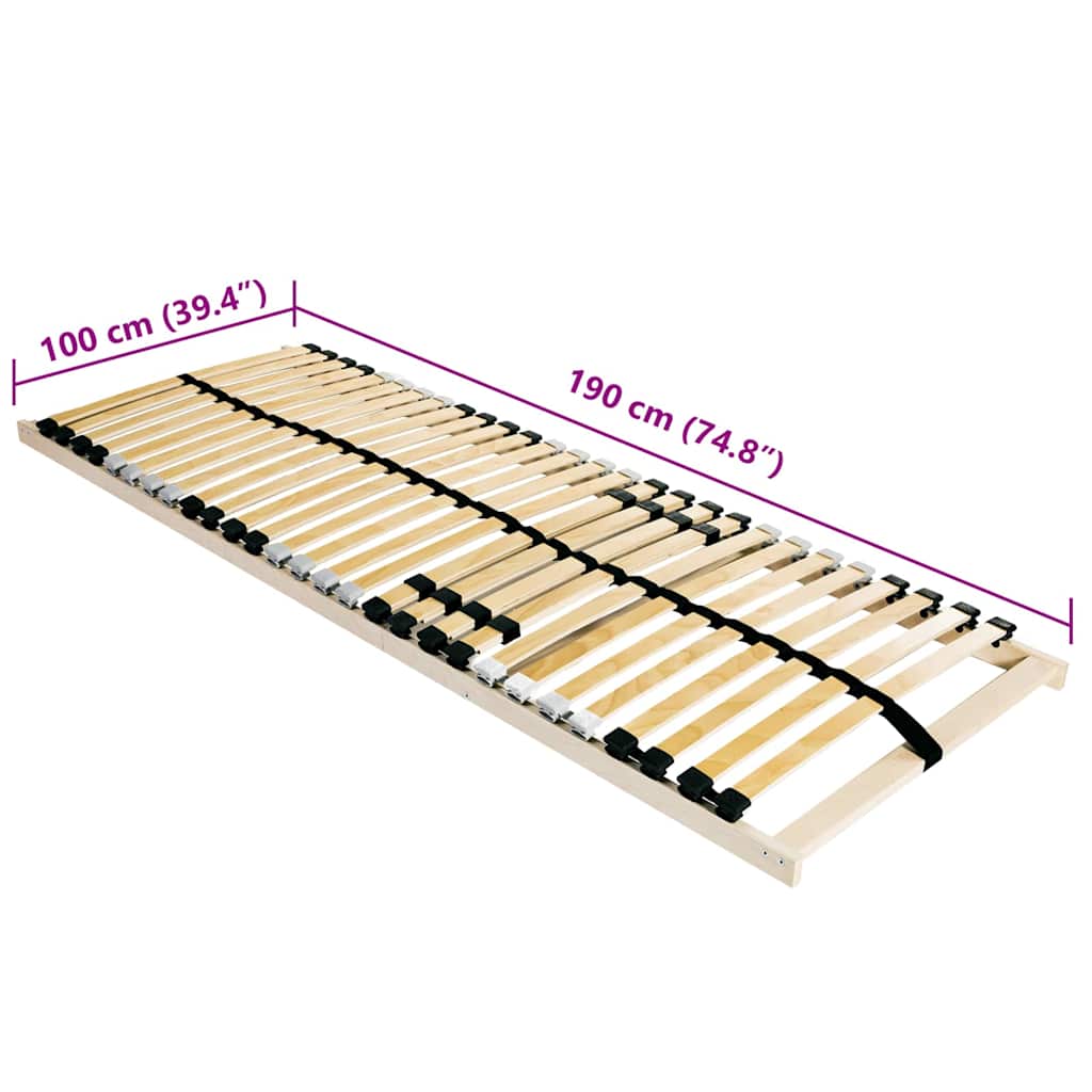 vidaXL Βάση κρεβατιού με λάμες Καφέ 100 x 190 cm Στερεό ξύλο οξιάς