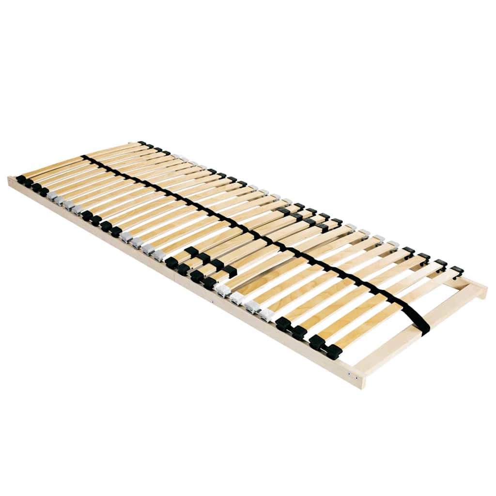 vidaXL Βάση κρεβατιού με λάμες Καφέ 140 x 190 cm Στερεό ξύλο οξιάς