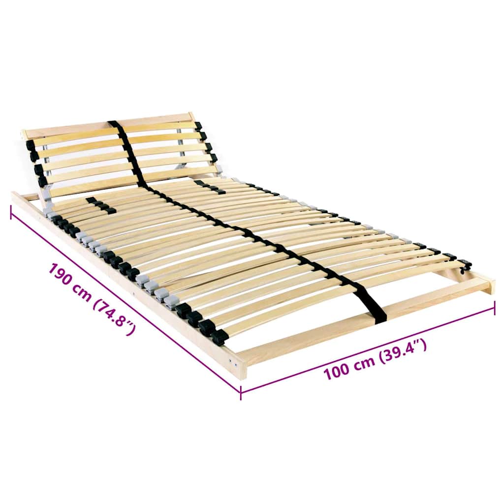vidaXL Βάση κρεβατιού με λάμες Καφέ 100 x 190 cm Στερεό ξύλο οξιάς