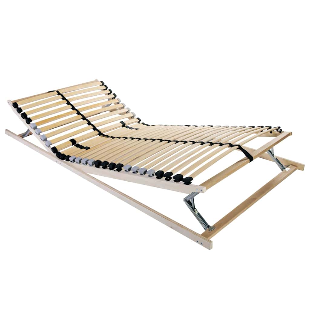 vidaXL Βάση κρεβατιού με λάμες Καφέ 140 x 190 cm Στερεό ξύλο οξιάς