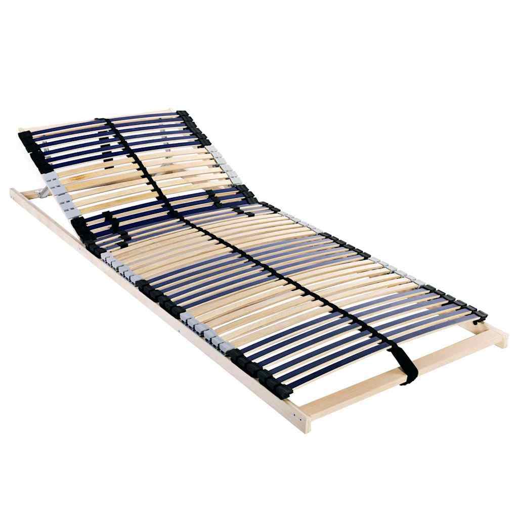 vidaXL Βάση κρεβατιού με λάμες Καφέ 90 x 190 cm Στερεό ξύλο οξιάς