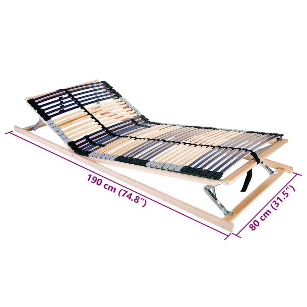 vidaXL Βάση κρεβατιού με λάμες Καφέ 80 x 190 cm Στερεό ξύλο οξιάς