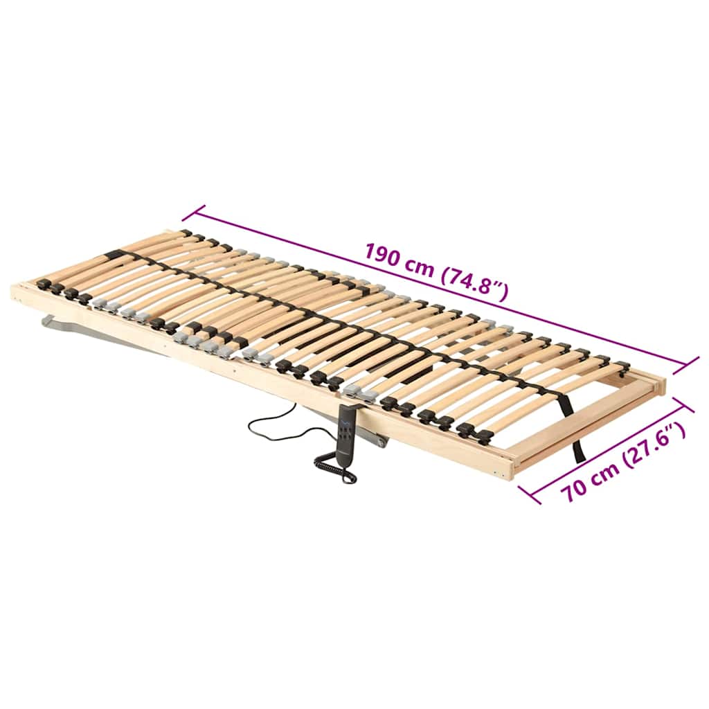 vidaXL Βάση κρεβατιού με λάμες Καφέ 70 x 190 cm Στερεό ξύλο οξιάς
