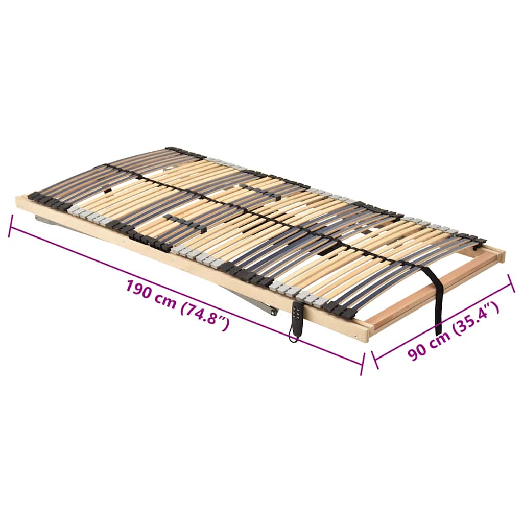 vidaXL Βάση κρεβατιού με λάμες Καφέ 90 x 190 cm Στερεό ξύλο οξιάς