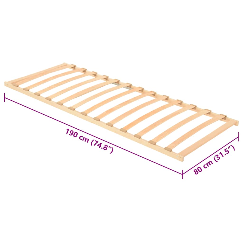 vidaXL Βάση κρεβατιού με λάμες Καφέ 80 x 190 cm Στερεό ξύλο οξιάς