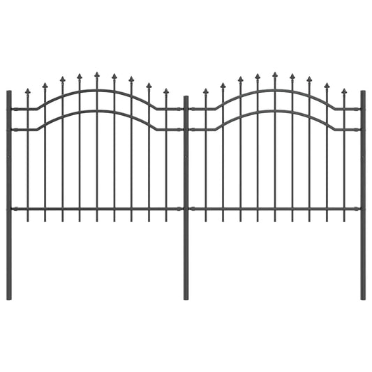 vidaXL Φράχτης Κήπου Γκρι 140 εκ. Ατσάλι με Επικάλυψη Πούδρας