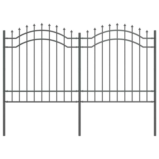 vidaXL Φράχτης Κήπου Γκρι 165 cm Ατσάλι με Επικάλυψη Πούδρας