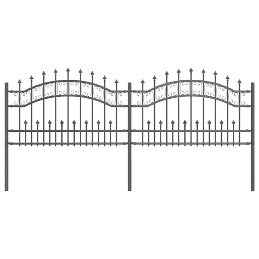 vidaXL Φράχτης κήπου Γκρι 115 cm Ατσάλι με Επικάλυψη Πούδρας