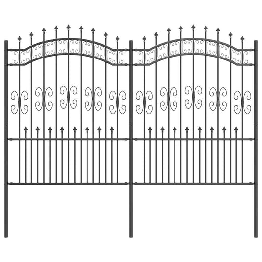 vidaXL Φράχτης κήπου Γκρι 190 cm Ατσάλι με Επικάλυψη Πούδρας