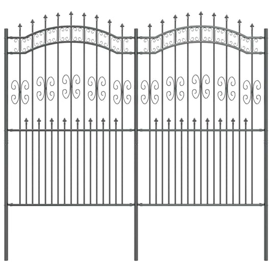 vidaXL Φράχτης κήπου Γκρι 215 cm Ατσάλι με Επικάλυψη Πούδρας